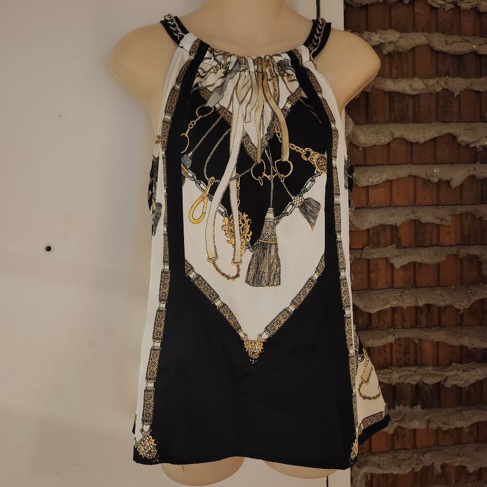 Cache Versace Style Print Halter Top Neck Chain Design Size M Medium